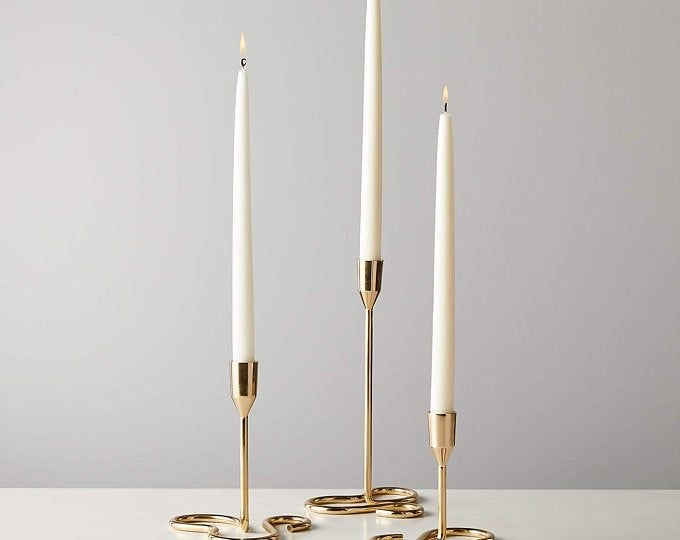 Gold Curve Tapered Candle Holder - Set of 3