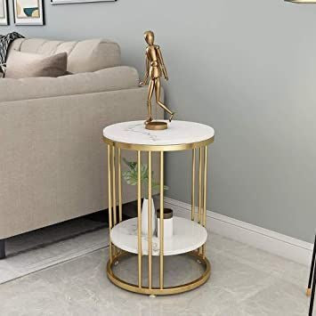 Nordic 2-Tier Faux Marble Side Table