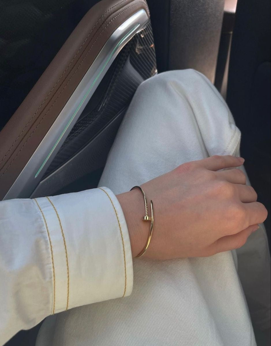 Minimalist Gold Plated Nail Bracelet