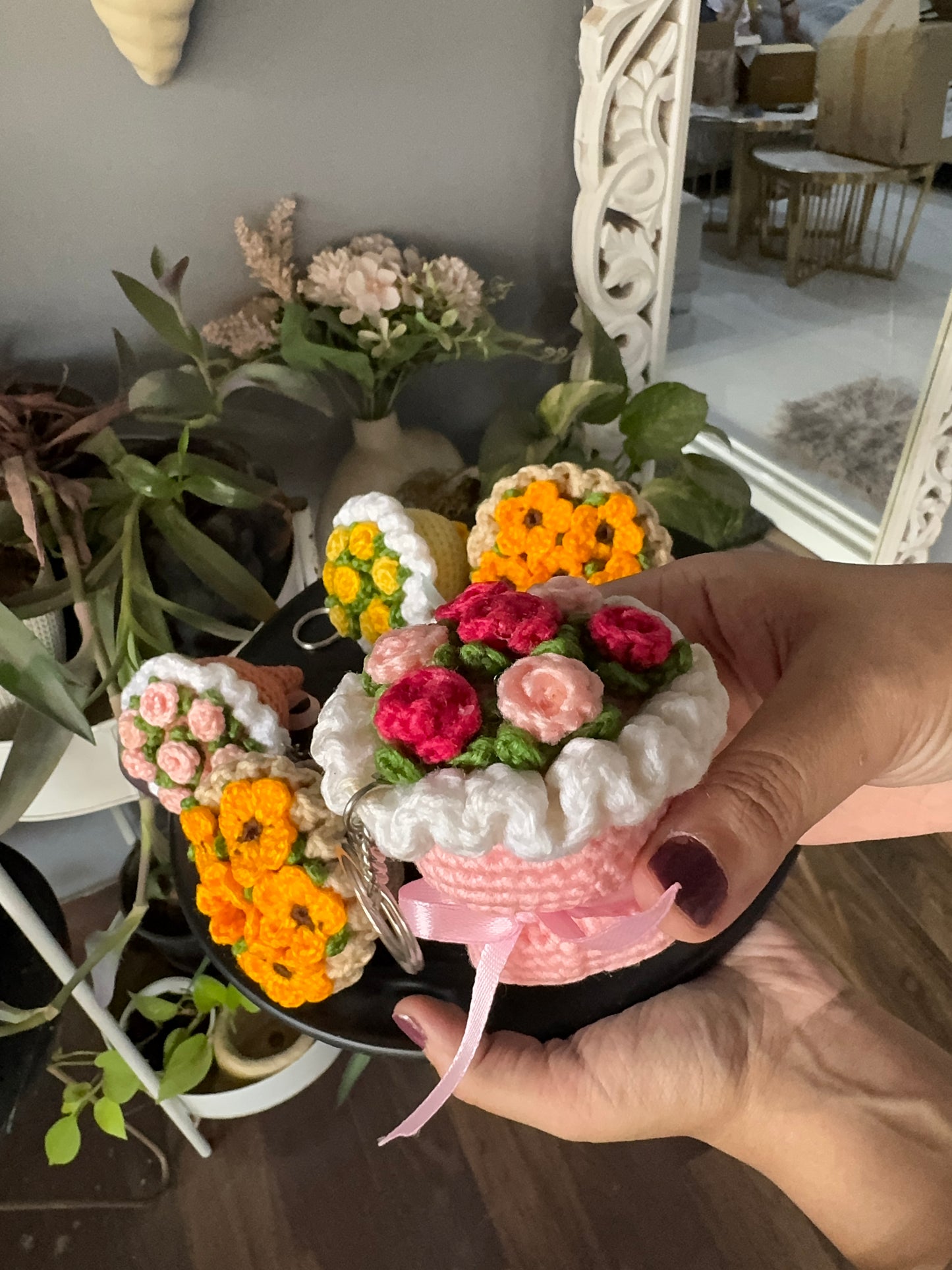 Crochet Mini Bouquet Keychain