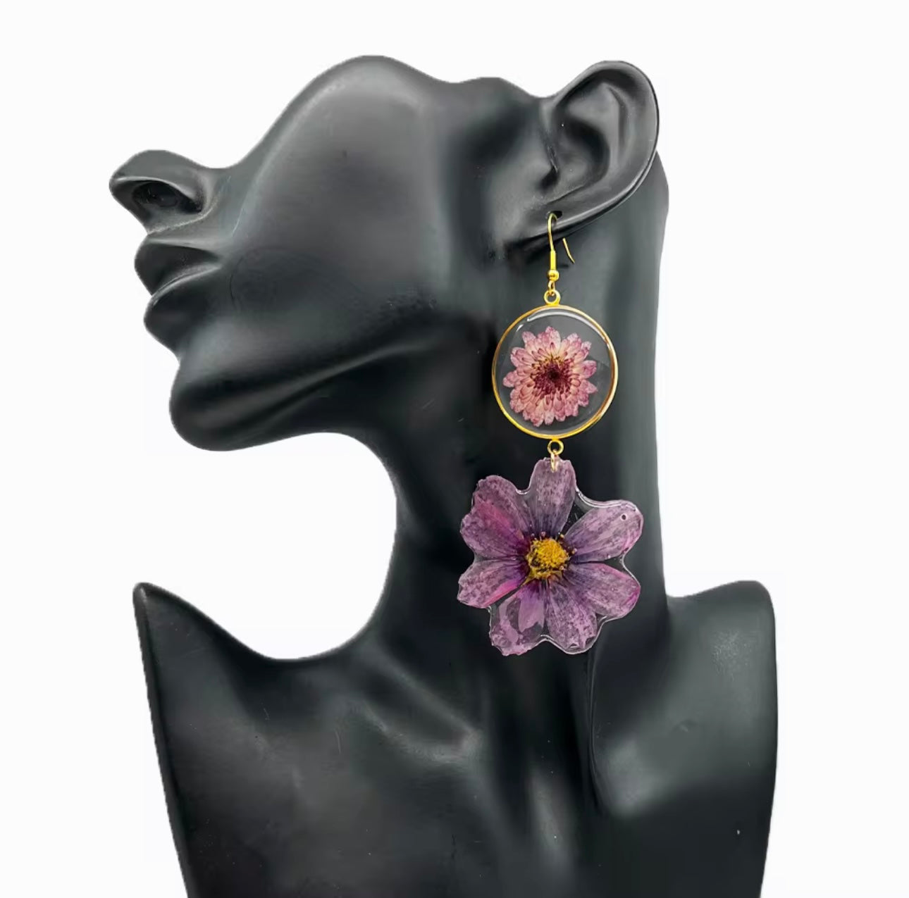 Lilac Earrings with Real Pressed Flowers