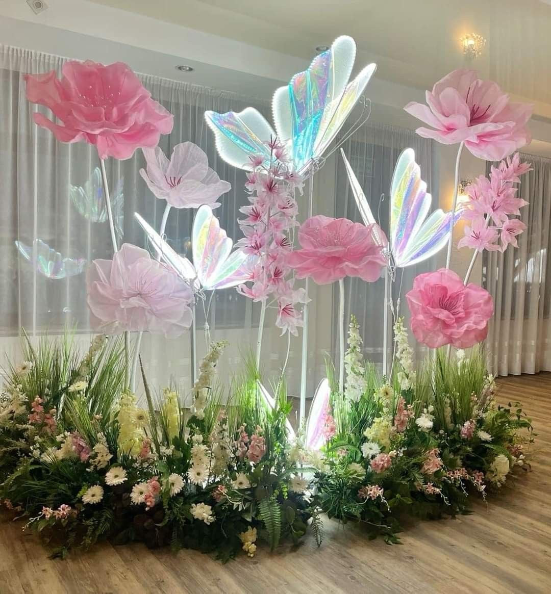 Organza Fabric Flowers (without Stand)