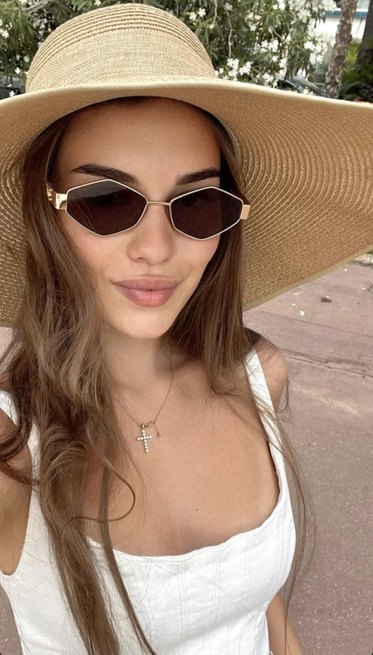 Luxury Vintage Rhombus Sunglasses Black & Gold