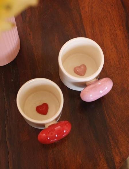 Trending 3D Pink Heart Handle Mug