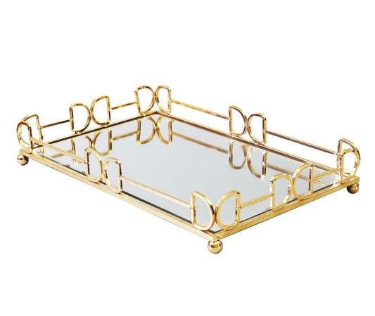 Luxe Decorative Glass Metal Tray