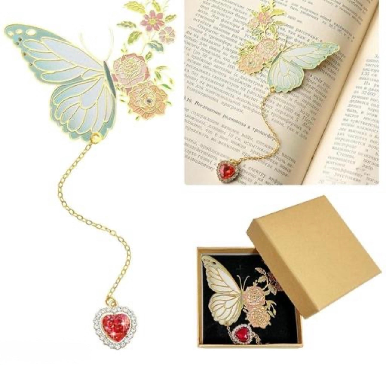 Pretty Gold Metal Butterfly Bookmark