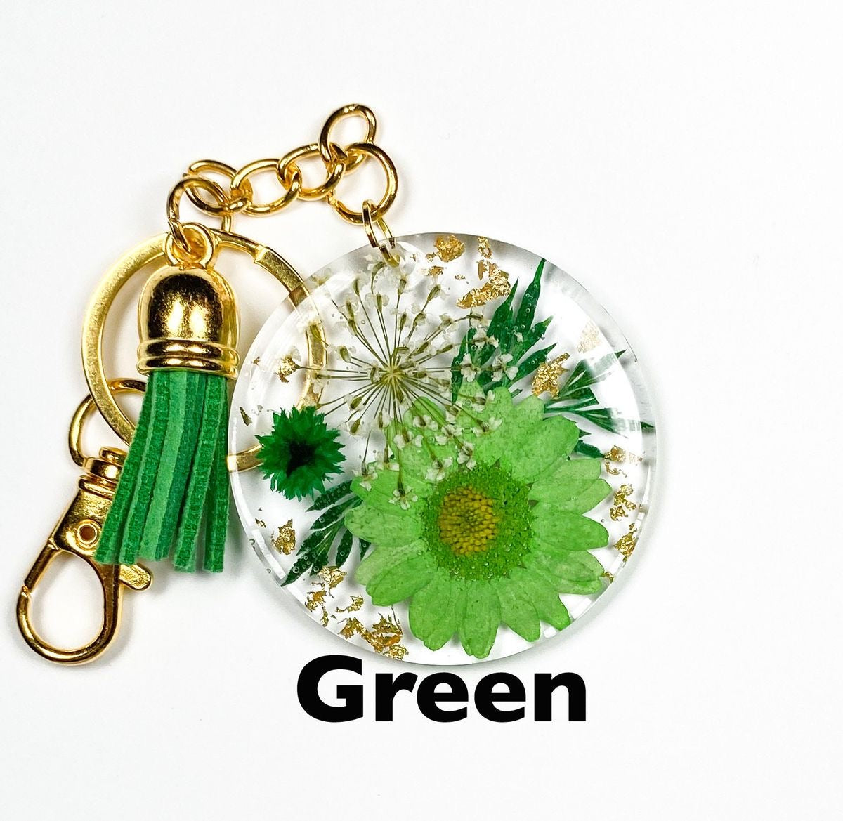 Transparent Floral Keychains with Tassels
