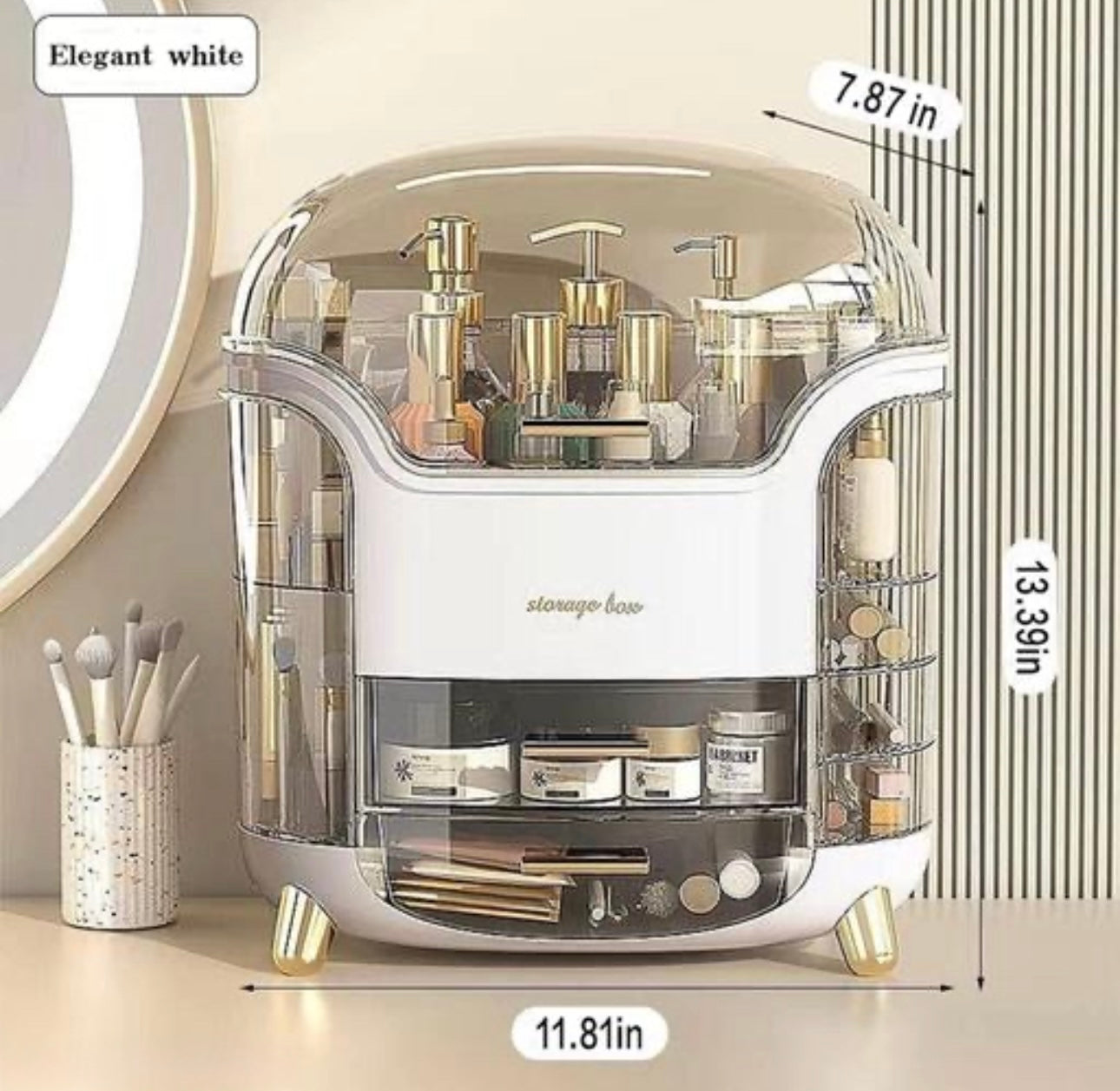 Large Capacity Dustproof Makeup Cosmetic Storage Vanity Box Organiser