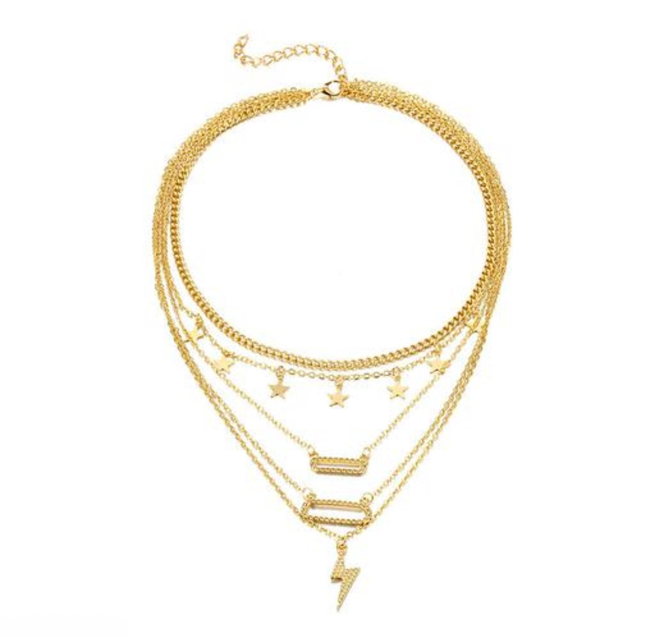 Stylish Gold-Plated Multi Layered Lightning 5-Layer Necklace