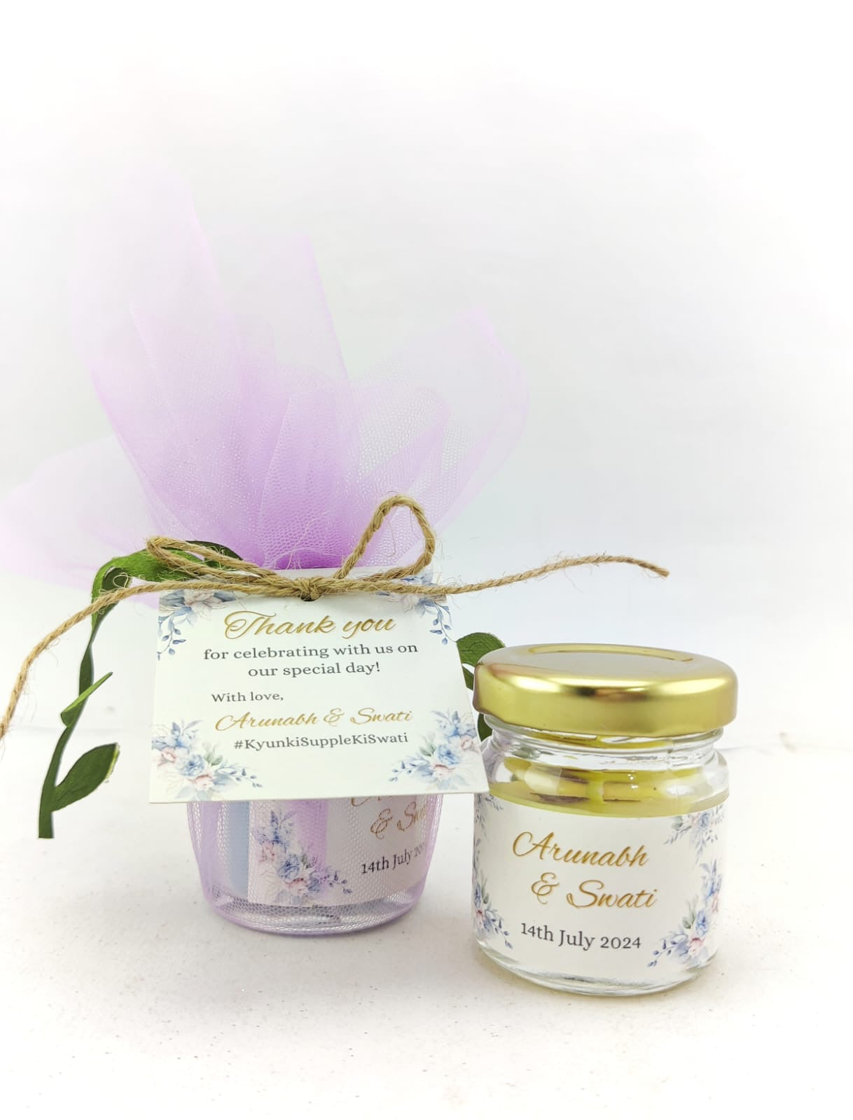 Votive Jar Candles for Return Gifts/Favours with Packaging & Personalised Tags