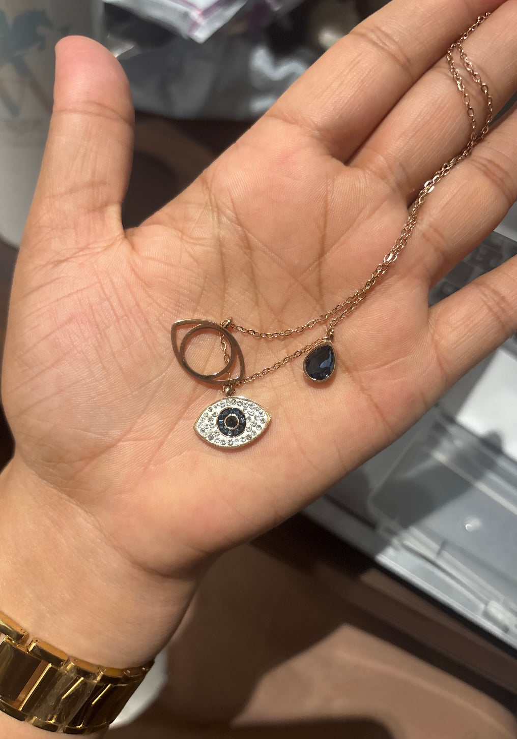 Minimalist Gold Plated Evil Eye Blue Charm Necklace