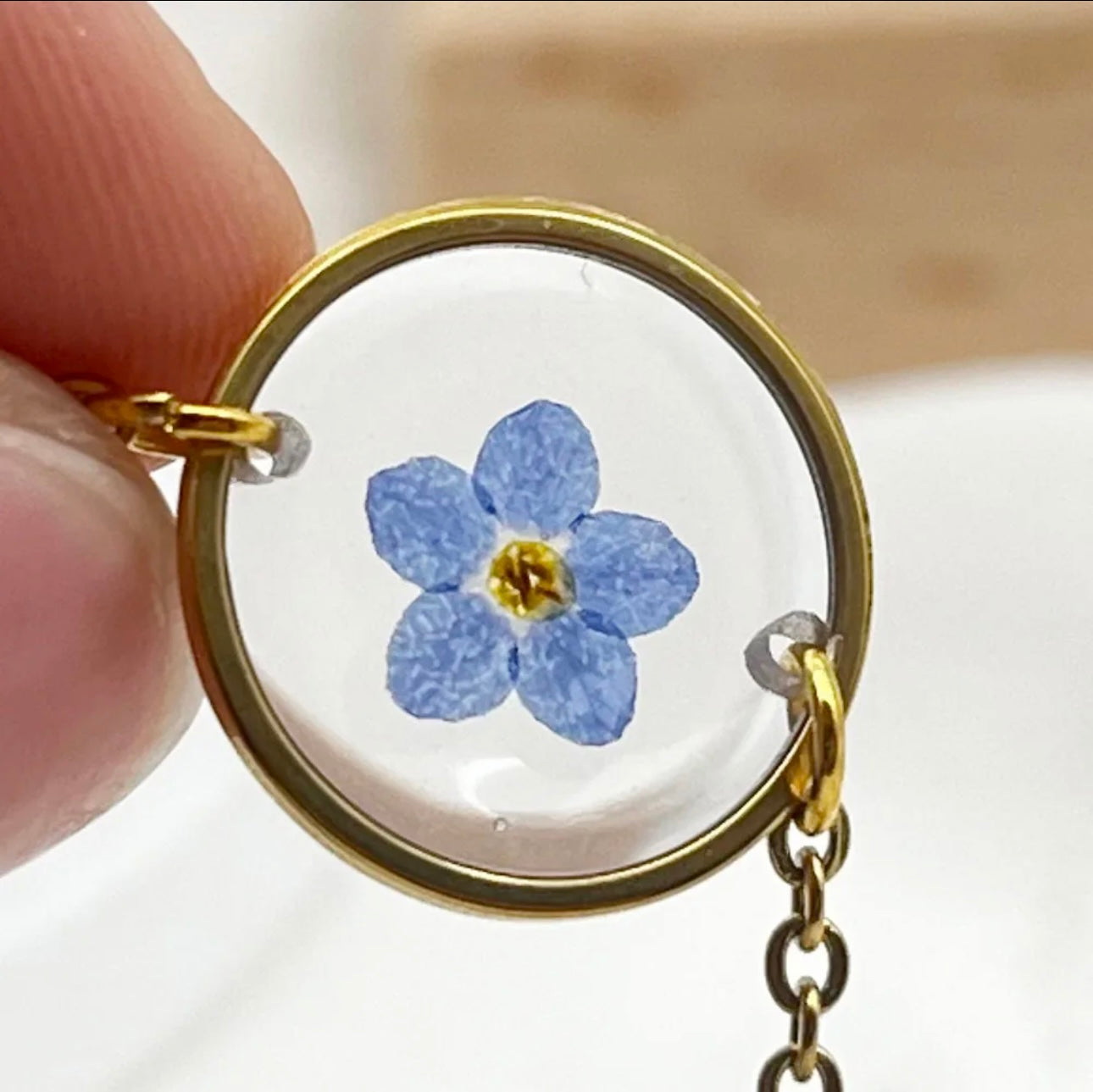 Petite Bracelet with Real Forget Me Not Dried Flower