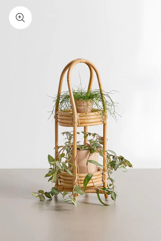 2-Tier Rattan Bamboo Planter
