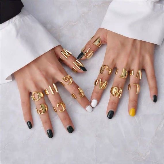 18K Gold Plated Alphabet / Initial / Letter Ring