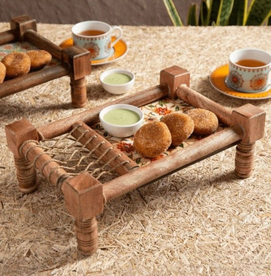 Wooden Khatiya/Cot Platter cum Serving Tray