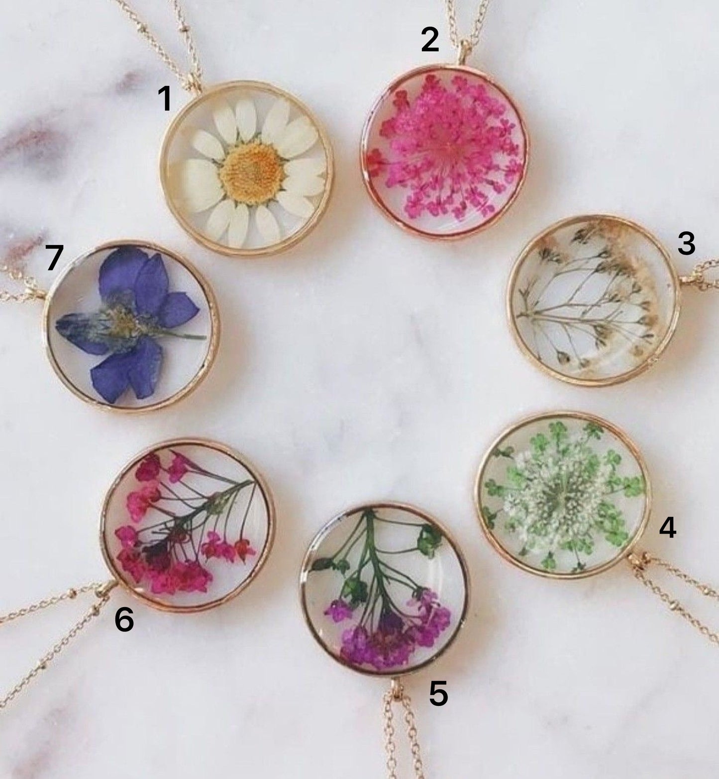 Pendants with Real Pressed Flowers