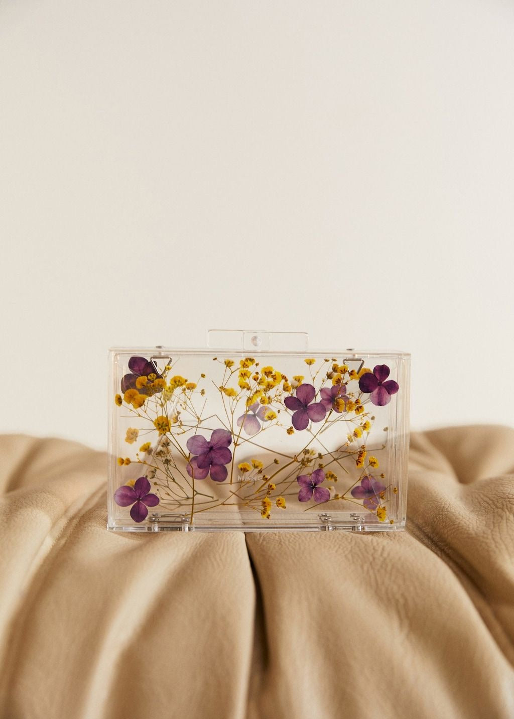 Transparent Clutch/Sling Bag with Real Pressed Flowers