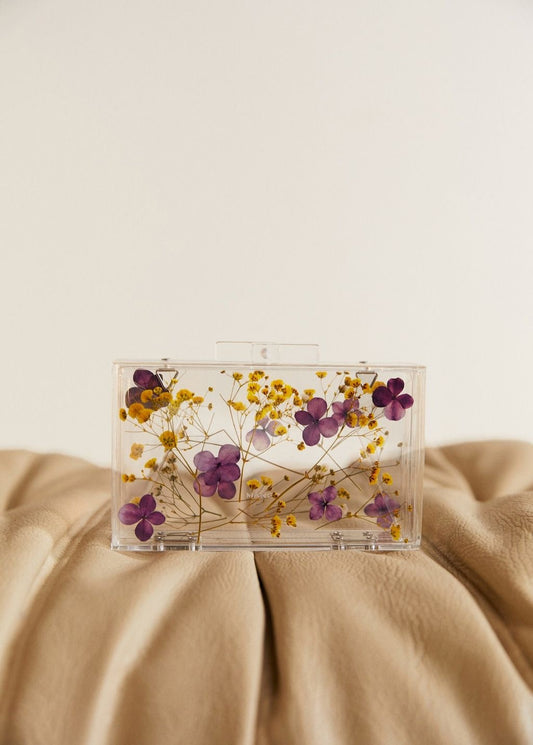 Transparent Clutch/Sling Bag with Real Pressed Flowers