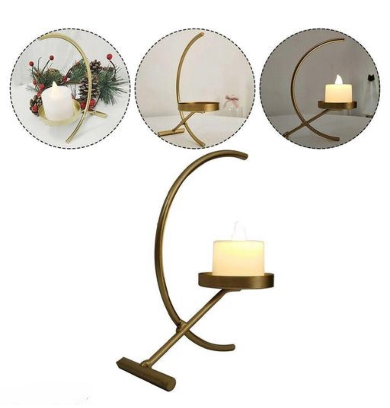 Aesthetic Simple Gold & Black Candle Holders - Set of 2