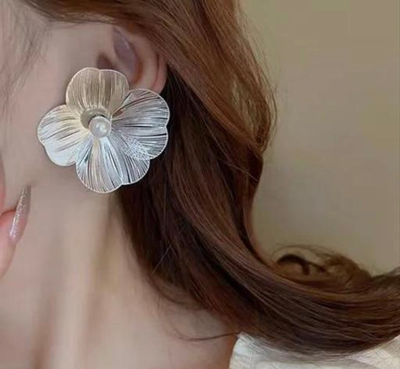 Translucent Large Metal Flower Earrings