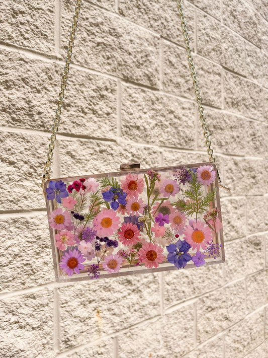 Transparent Clutch/Sling Bag with Real Pressed Flowers