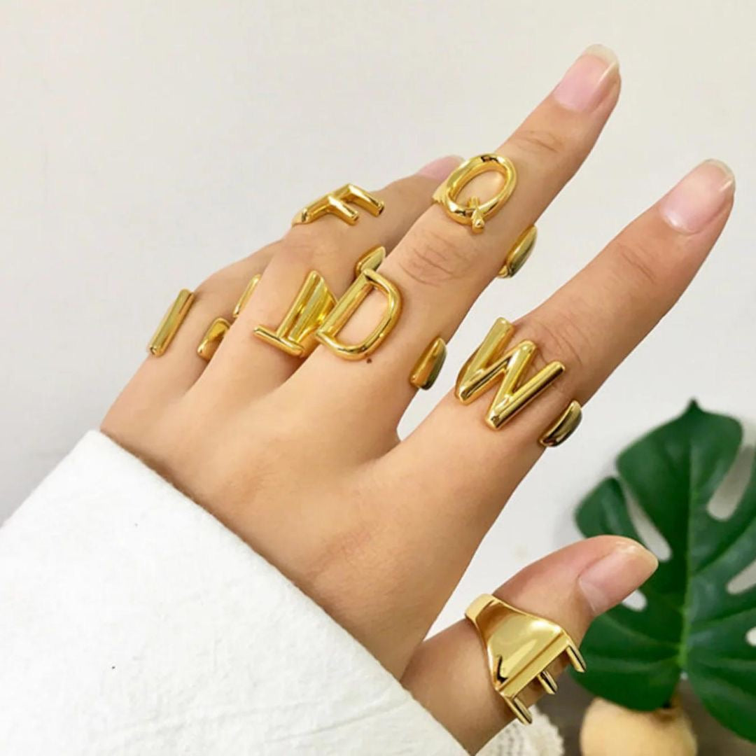 18K Gold Plated Alphabet / Initial / Letter Ring