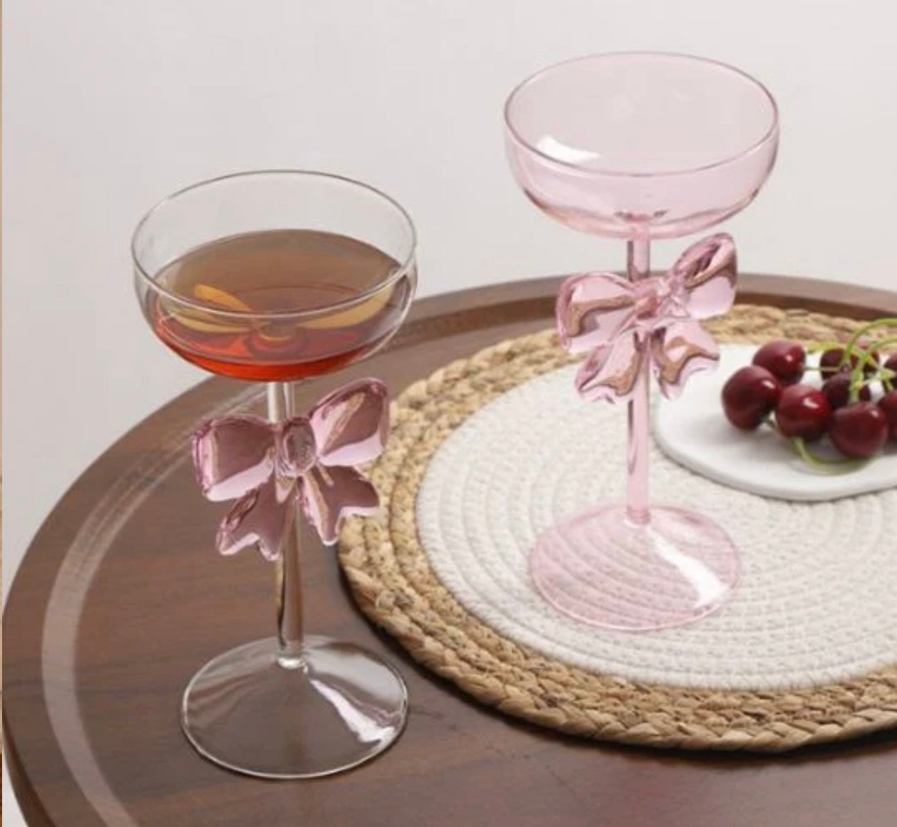 Exquisite Pink Bow Coupe Wine Glass