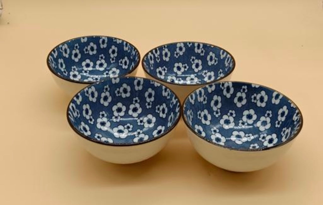 Cute Flower Print Ceramic Bowls Set