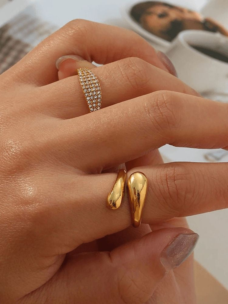 Gold Plated Chunky Hug Shape Drop Ring