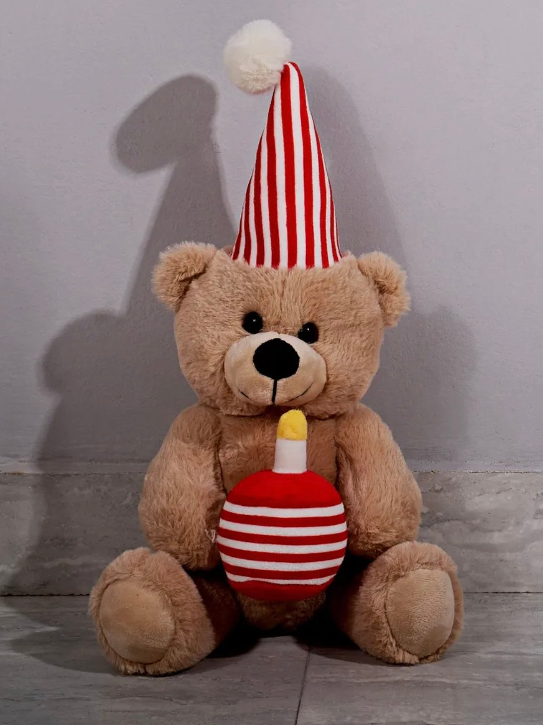 Happy Birthday Teddy Bear With Cake & Hat