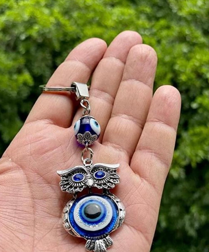 Owl Shape Evil Eye Keychain