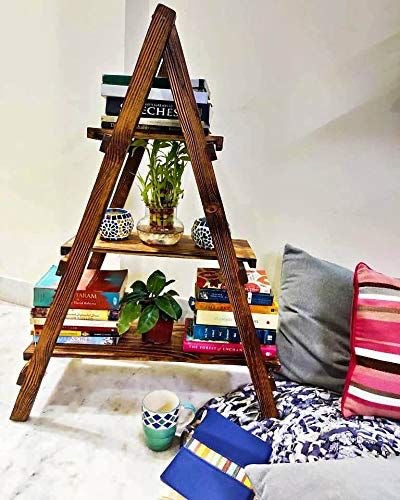 Decorative Multipurpose Pine Wood 3-Tier Ladder Shelves