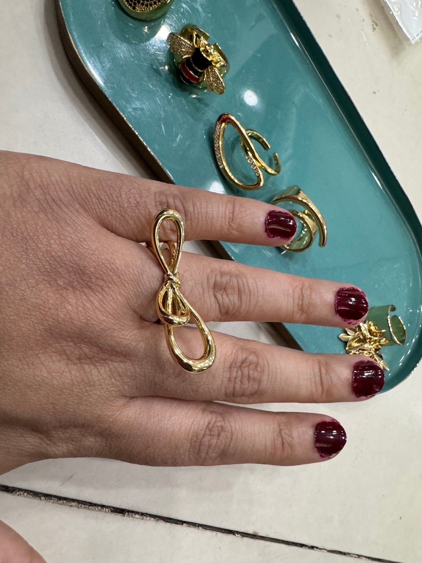 Gold Plated Minimalist Tied Ribbon Ring