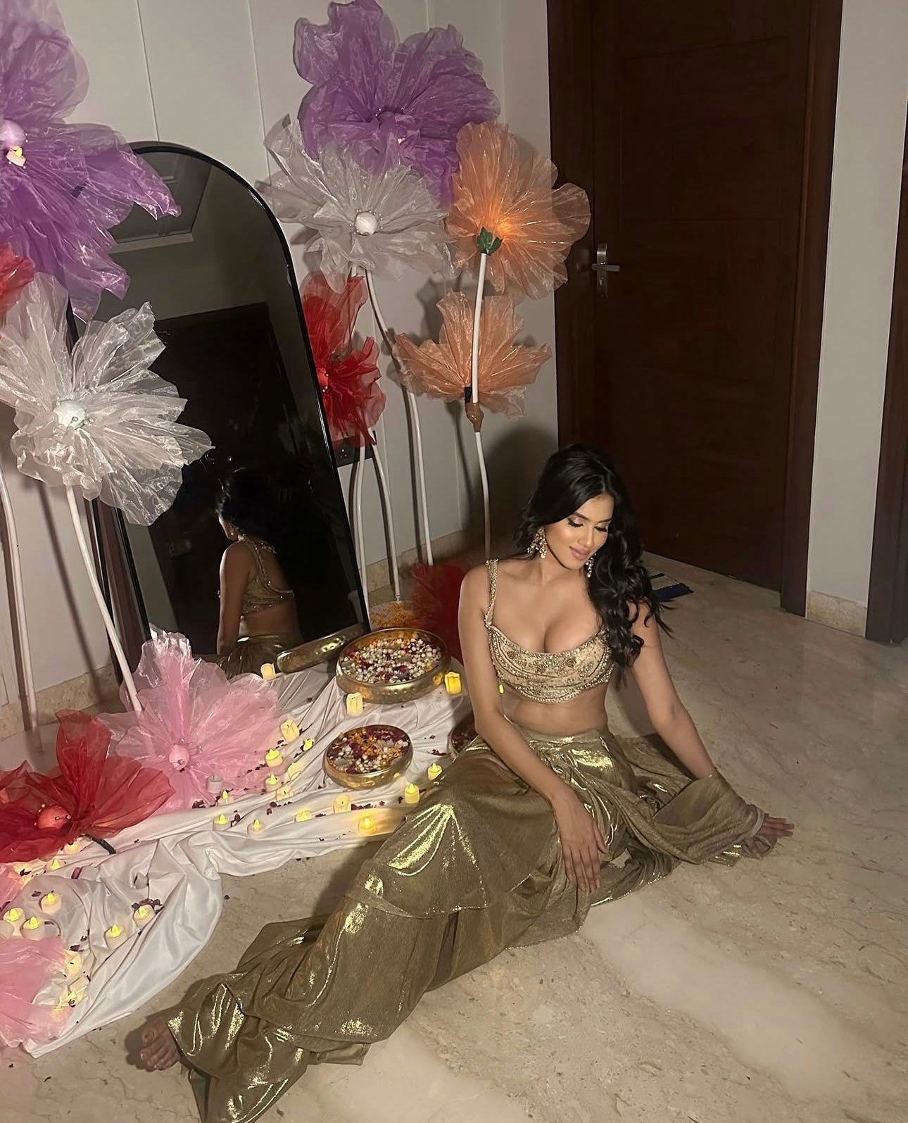 Organza Fabric Flowers (without Stand)