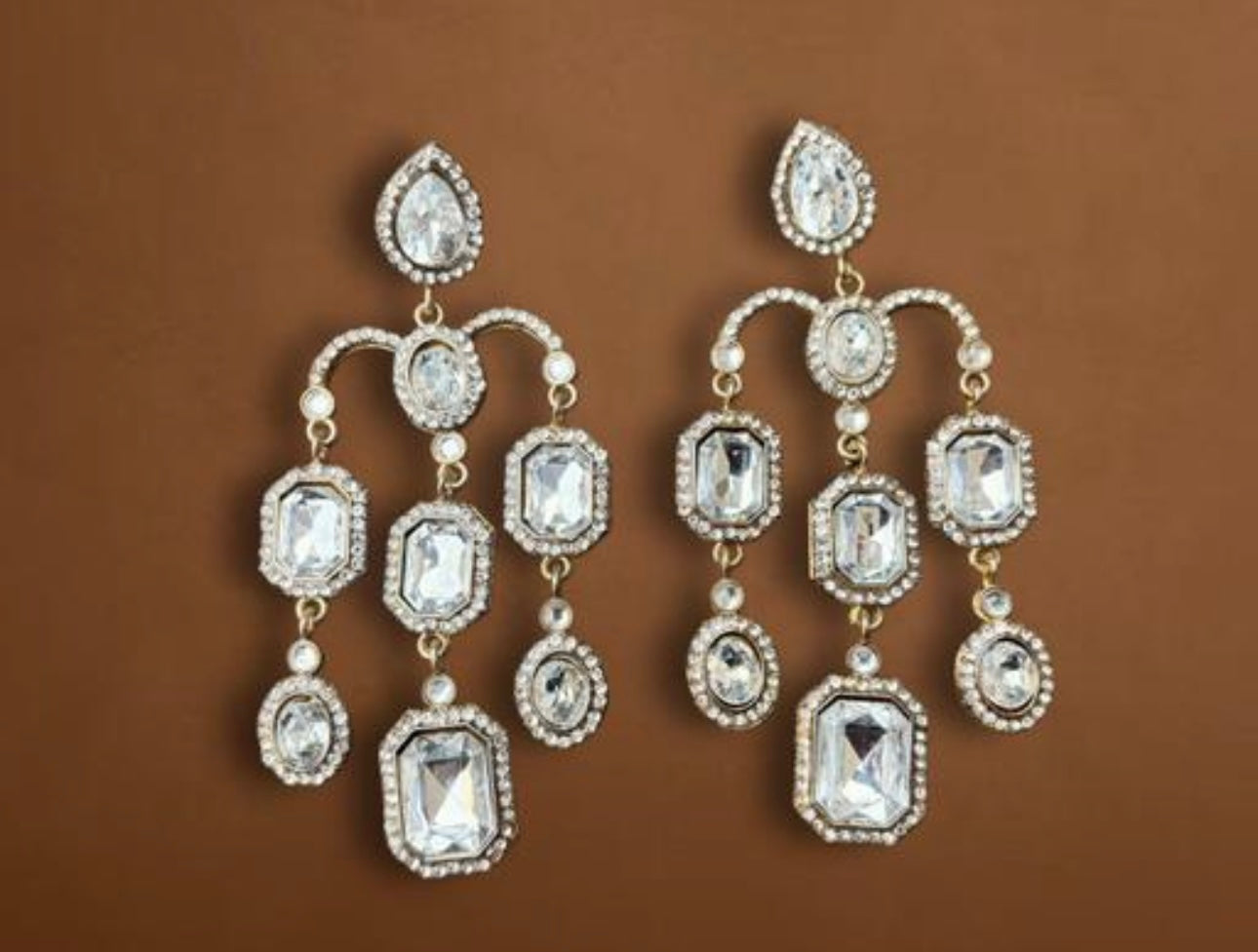 Large Kundan Branches Drop Earrings