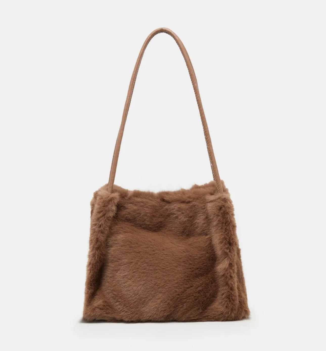 Plush Brown Fur Bucket Bag