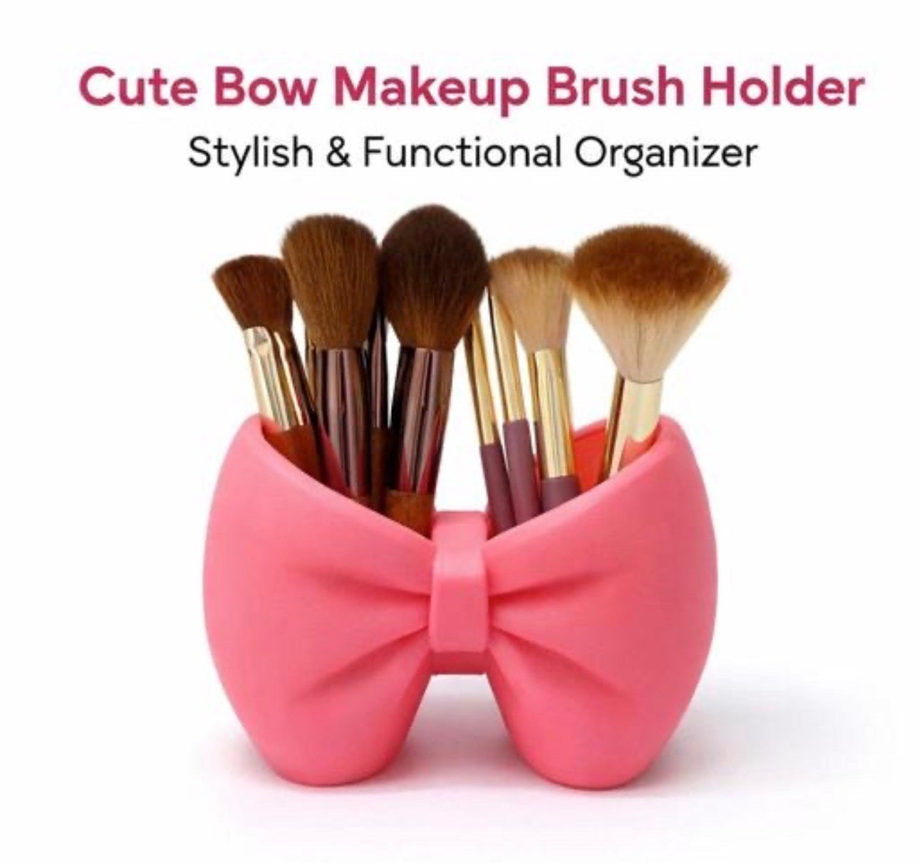 Decorative Multipurpose Bow Shape Brush Holder/Trinket Holder