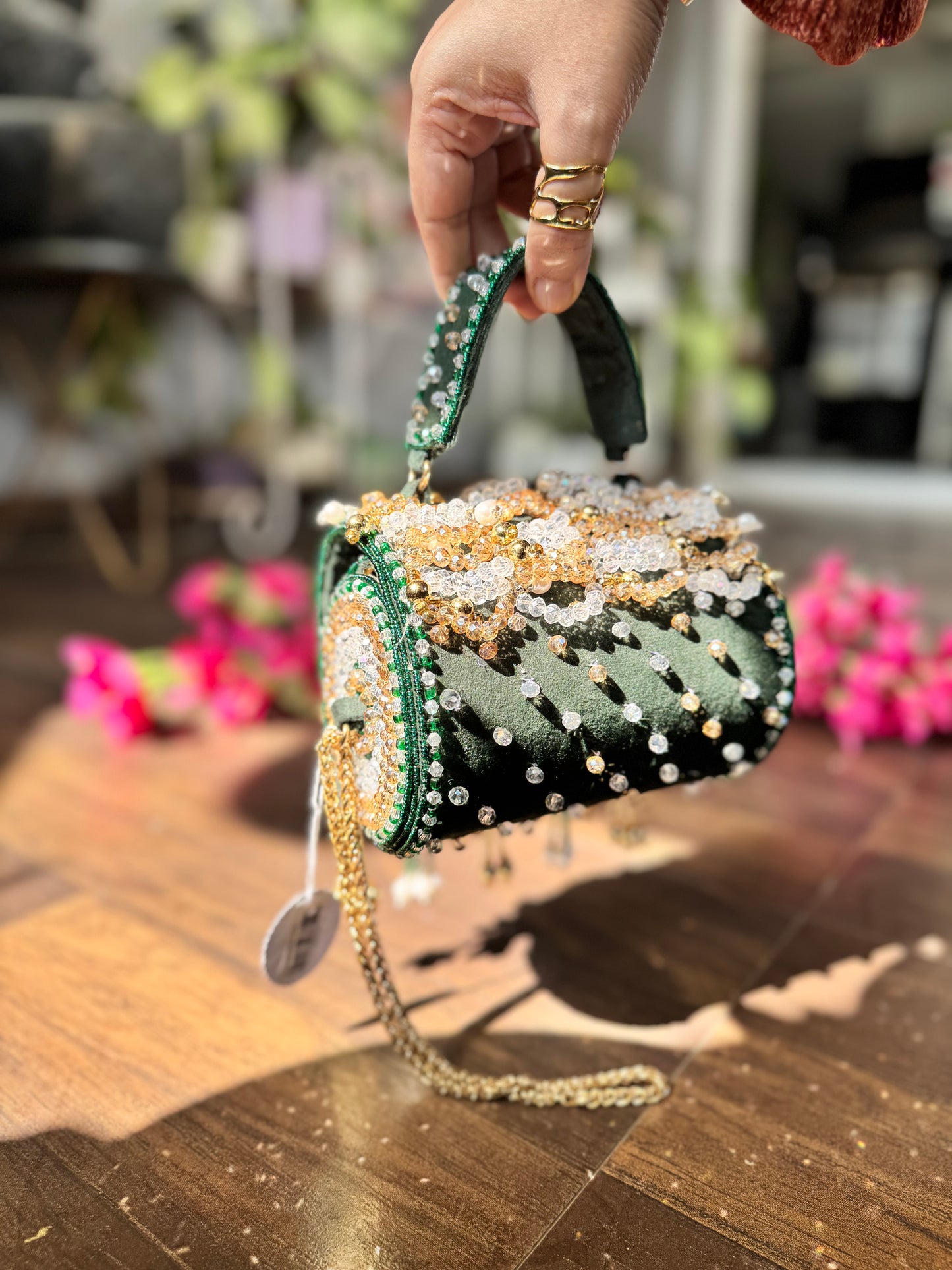 Shimmering Embellished Pearl & Rhinestone Bridal Bag / Party Bag