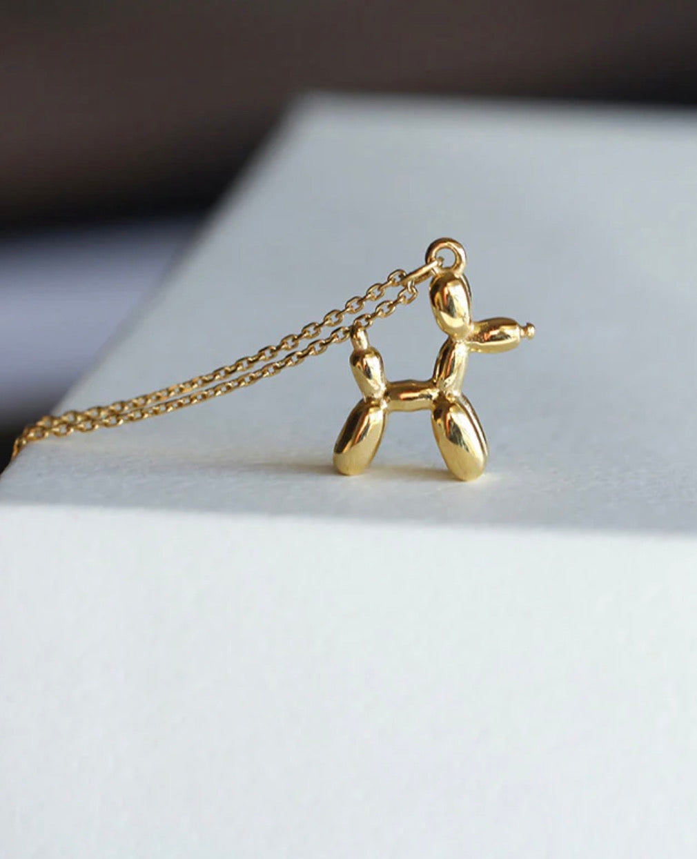 Minimalist Anti Tarnish Gold Plated Balloon Dog Pendant