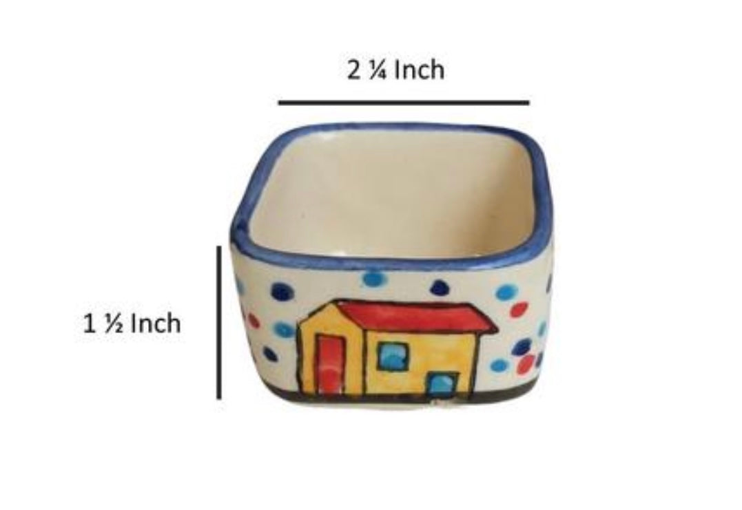 Huts Handpainted Dip/Chutney Bowls Set