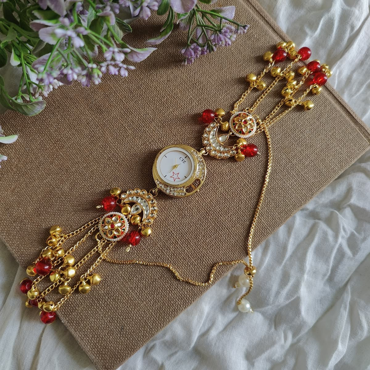 Trending Viral Kundan Ghungroo Kashmiri Watch/Bracelet