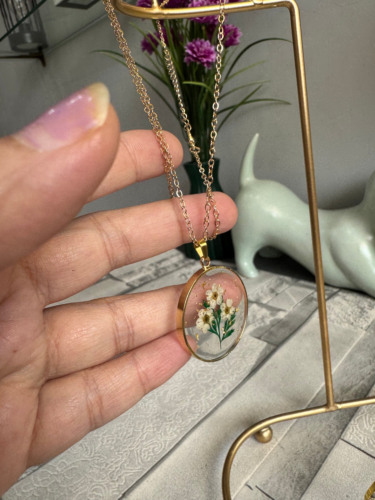 Pendants with Real Pressed Flowers
