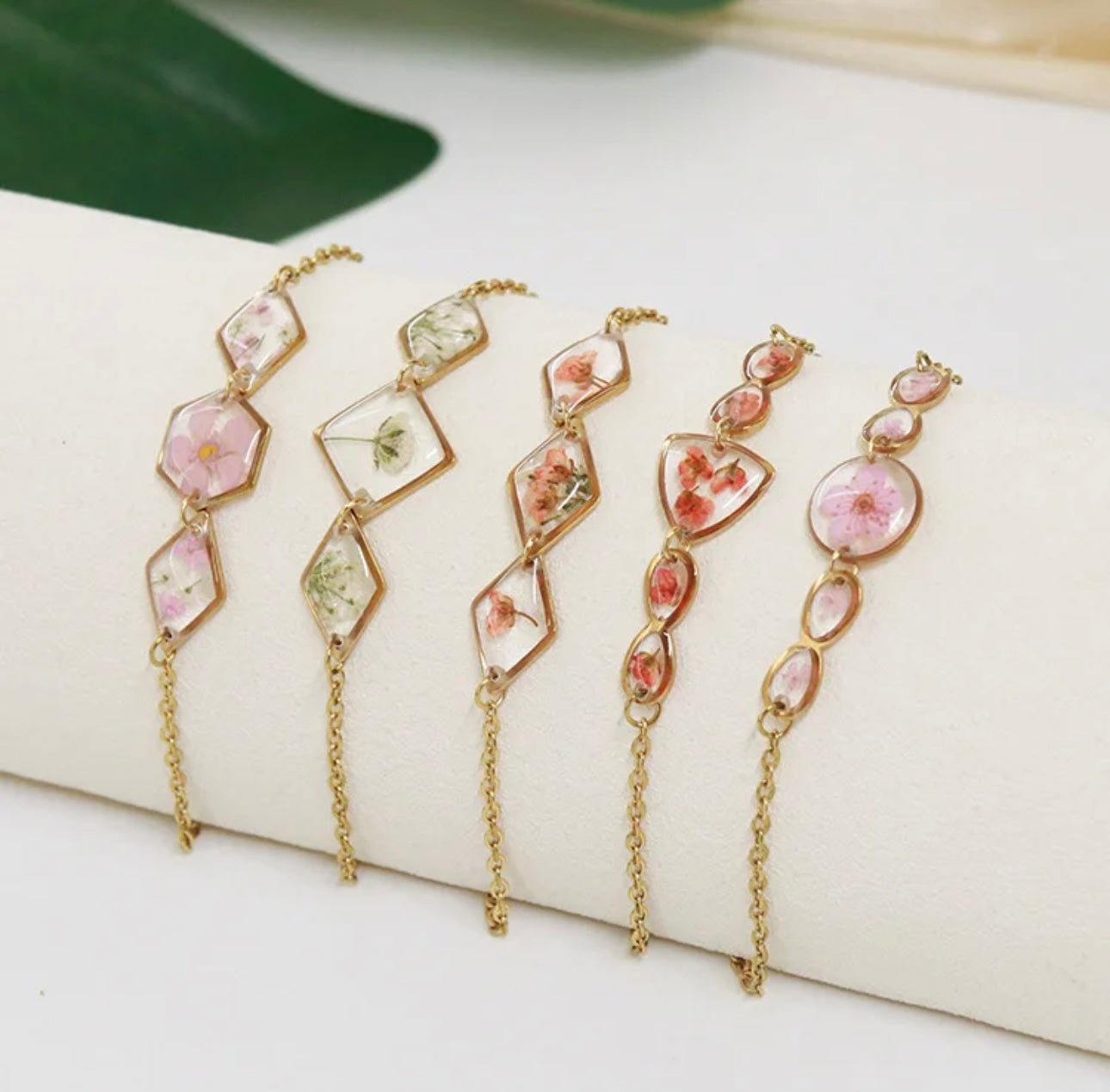 Bracelets with Real Pressed Flowers