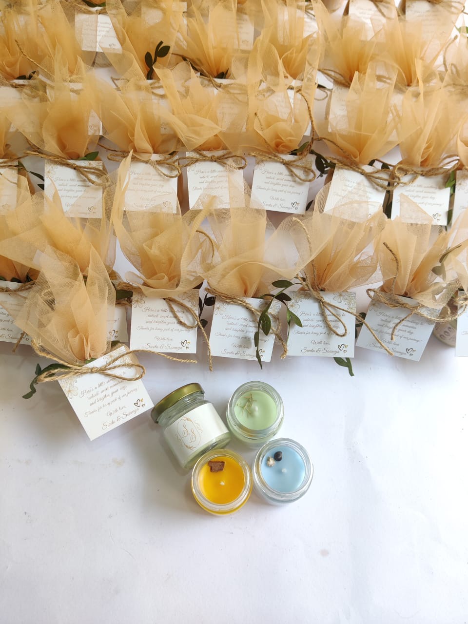 Votive Jar Candles for Return Gifts/Favours with Packaging & Personalised Tags