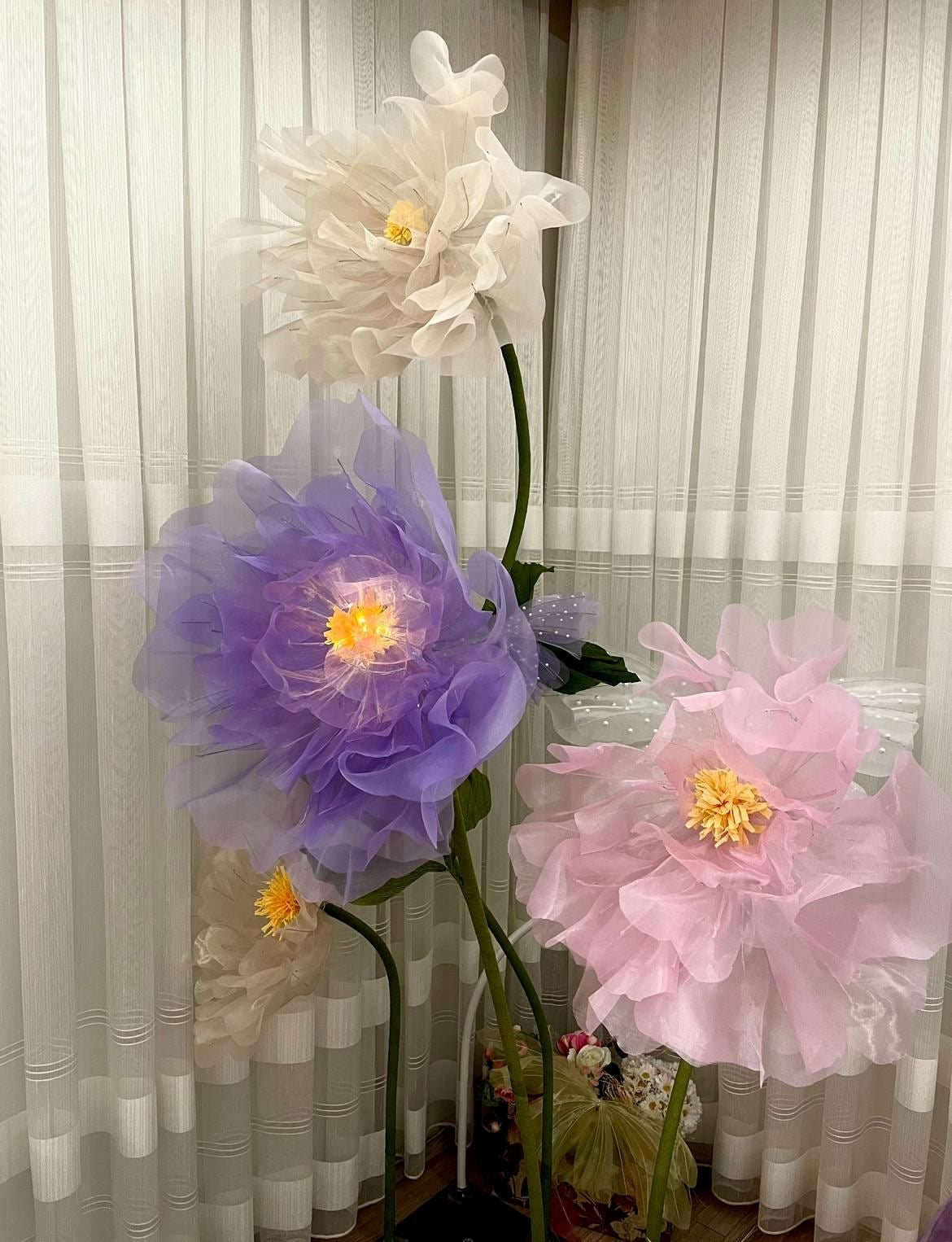 Large Organza Fabric Flowers