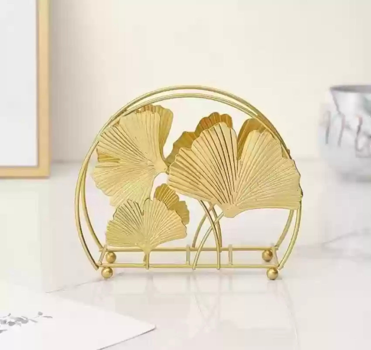 Elegant Gold Ginkgoo Leaves Tissue Holder