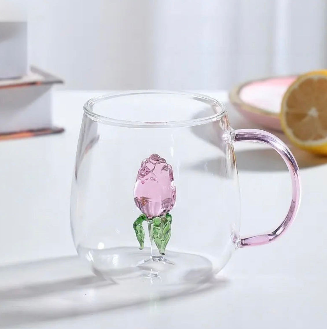 Aesthetic 3D Crystal Rose Inside Mug
