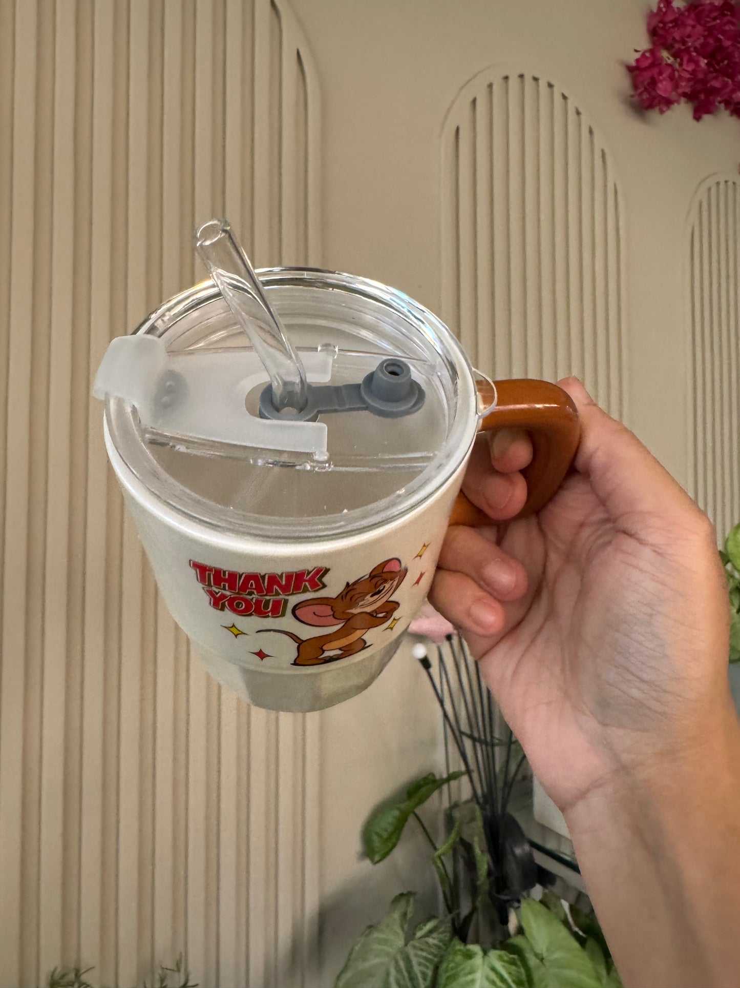 Tom & Jerry Chunky Mug with Lid & Straw