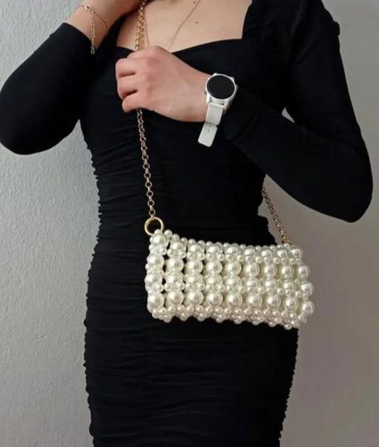 Pearls Ivory Beaded Bag