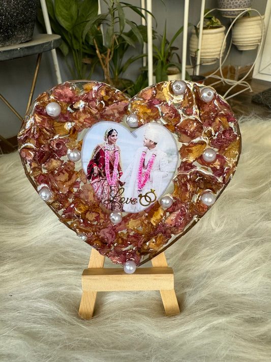 Mini Heart Frame with Real Rose Petals